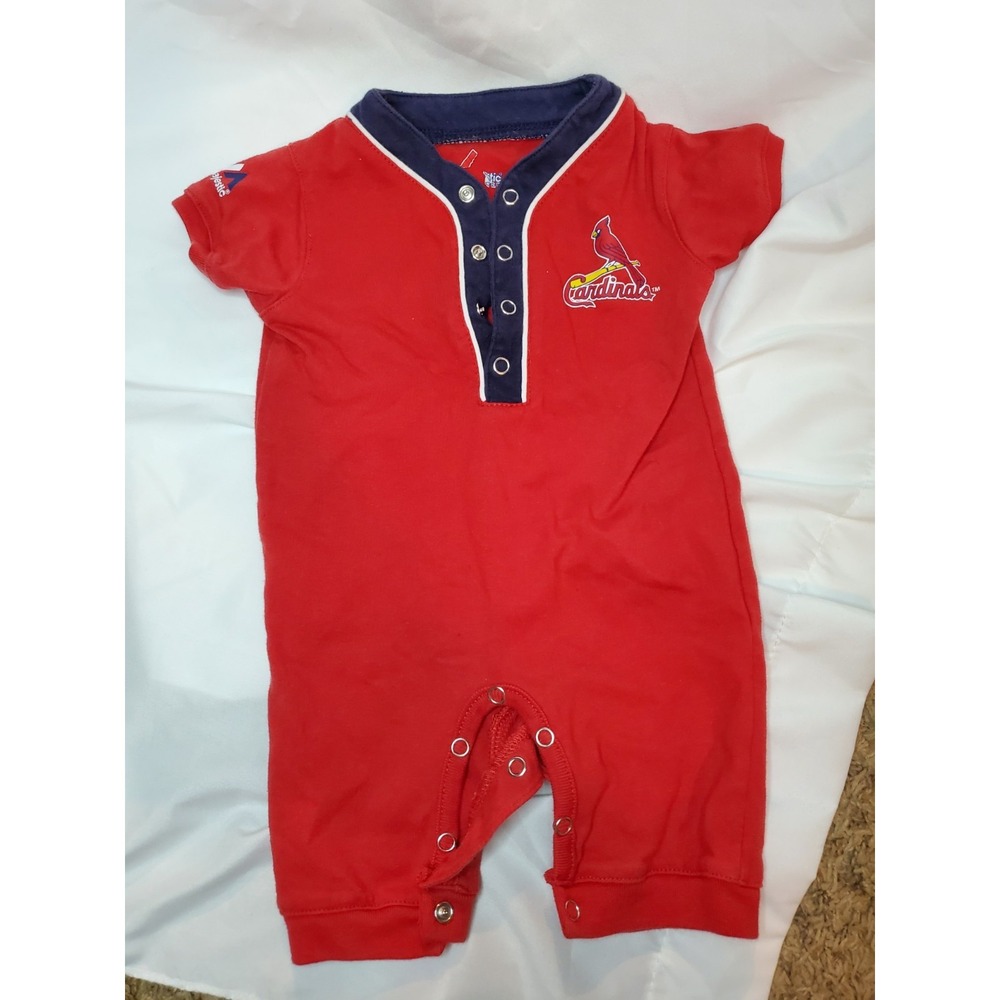 MLB Saint Louis Cardinals Baby 0-3 Mo One Piece SS Jersey Jumpsuit‎ Romper Red